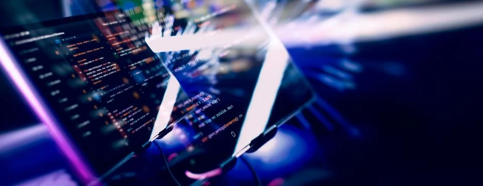 Technology background. Computer script. Programming code abstract screen of.. Foto stock