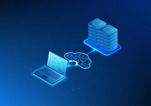 Technology background,  Computers connected to the cloud and servers. The c.. 库存插图