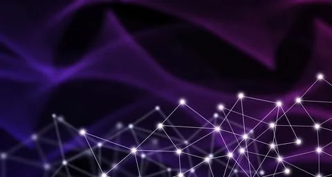 Technology background concept, Abstract connected line dots network on brig.. Foto stock