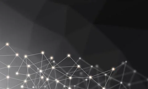 Technology background concept, Abstract connected line dots network on brig.. Stockfoto's