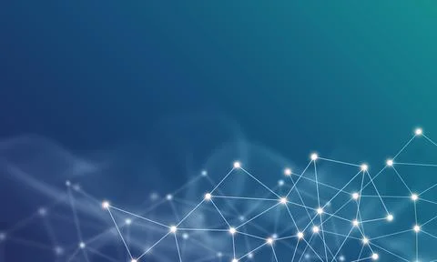 Technology background concept, Abstract connected line dots network on brig.. Stock Photos