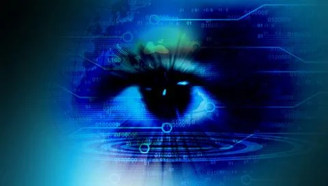 Technology background concept - speed movement pattern and motion blur of an eye Illustrazione stock