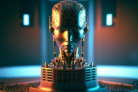 Technology background concept.Artificial intelligence. Human head Stock Illustration