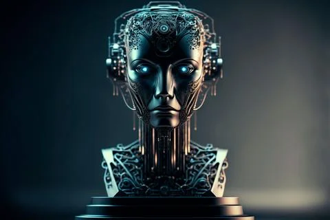 Technology background concept.Artificial intelligence. Human head Illustrazione stock
