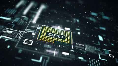 Technology Background CPU Circuit. Artificial Intelligence Processing Power. Fou Stock Footage 145339015