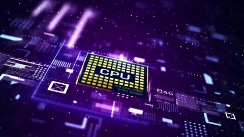 Technology Background CPU Circuit. Artificial Intelligence Processing Power. Fou Stock Footage 145339049