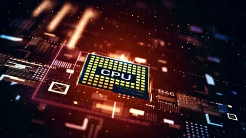 Technology Background CPU Circuit. Artificial Intelligence Processing Power. Fou Stock Footage 145339150