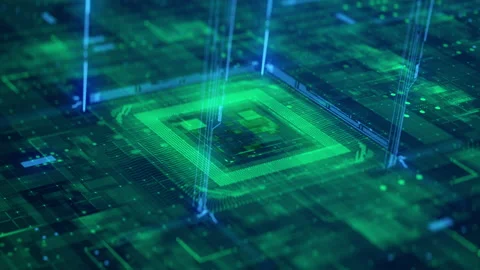 Technology Background CPU Circuit Computer Processor Board Chip Future in Work 库存影片 153550024