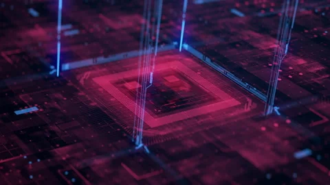 Technology Background CPU Circuit Computer Processor Board Chip Future in Work Stock Footage 153550617