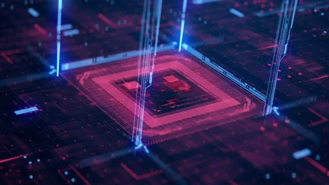 Technology Background CPU Circuit Computer Processor Board Chip Future in Work 库存影片 153665364