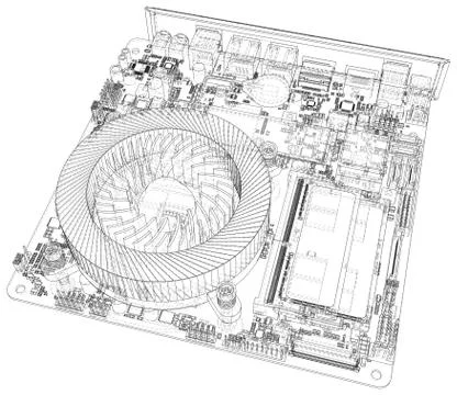 Technology background. CPU on a motherboard on white background. Illustration イラスト素材