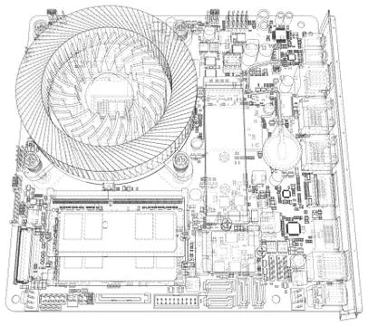 Technology background. CPU on a motherboard on white background. Illustration Stock-Illustration