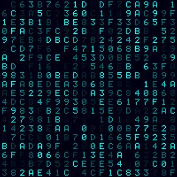 Technology Background. Cyan filled hexademical background. Small sized seam.. Ilustração Stock