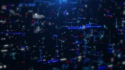 Technology background of data network connection perspective fly through Stock Footage 239768687