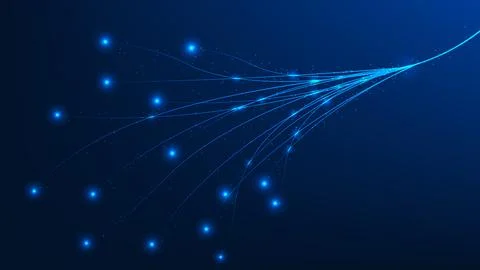 Technology background Deep tech fiber optic lines with glowing nodes, repre.. 库存插图