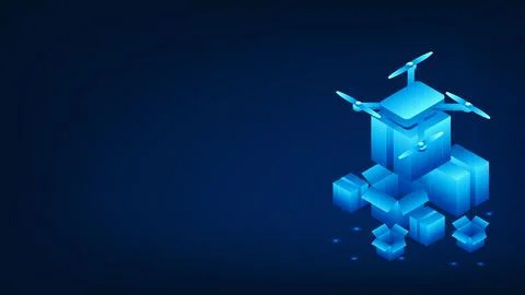 Technology background delivery drone transporting packages, representing dr.. Stock Illustration