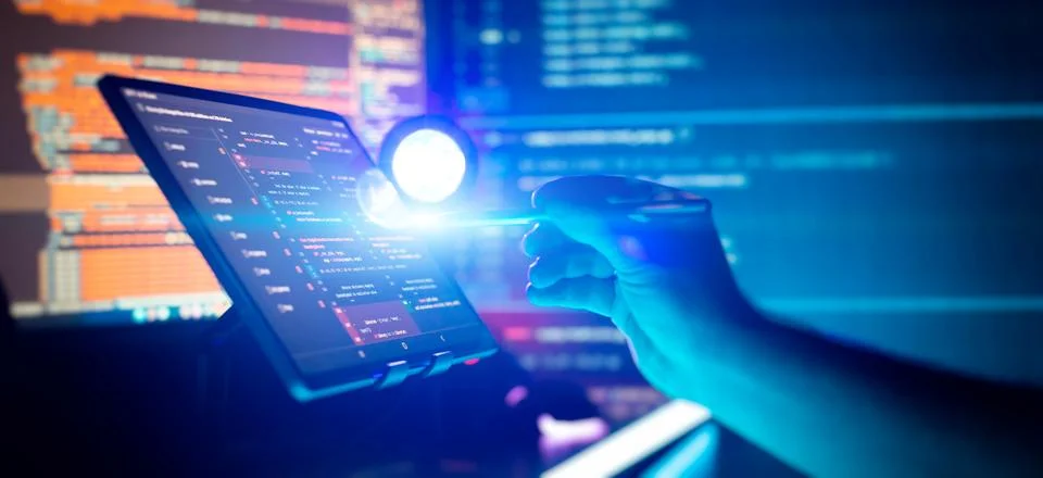 Technology background. Development, programming and coding technology conce.. Stock-Fotos