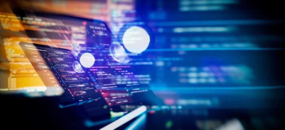 Technology background. Development, programming and coding technology conce.. Stockfoto's