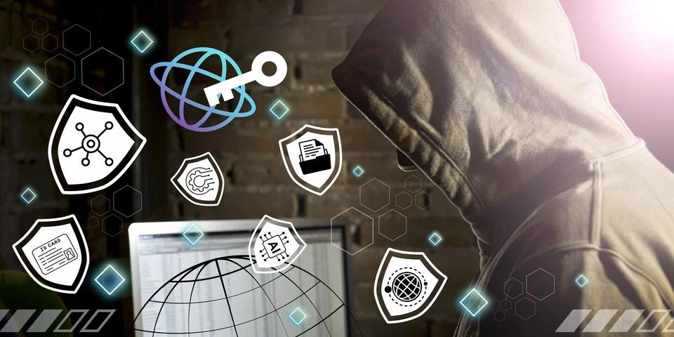 Technology background. Digital data intrusion prevention concepts from hackers Stock Illustration