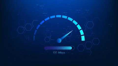 Technology background digital display with an internet speed meter, represe.. Stock Illustration