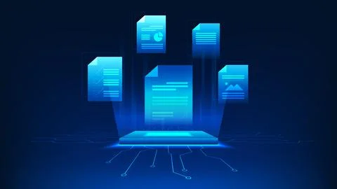 Technology background digital document upload, symbolizing secure file tran.. 스톡 일러스트