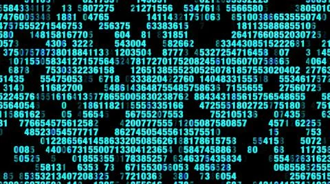 Technology  background with digital Numbers Blinking in 3D Layers and Rows . Stock Illustration