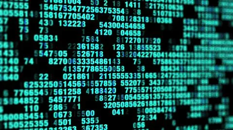 Technology  background with digital Numbers Blinking in 3D Layers and Rows an Stock Illustration