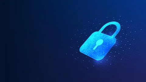 Technology background digital padlock composed of binary pixels, representi.. Stock Illustration