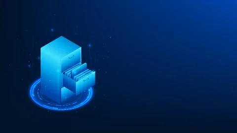 Technology background featuring a document cabinet inside a digital circle .. Stockillustratie