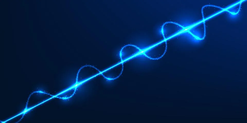 Technology background featuring a glowing light beam shooting upward with c.. Stockillustratie