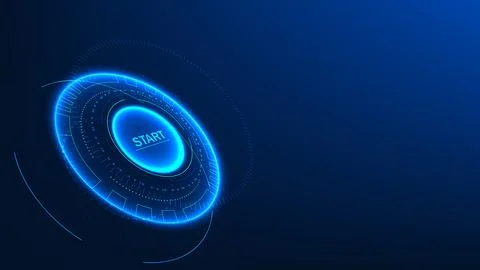 Technology background featuring a glowing start button symbolizing entry in.. Иллюстрация