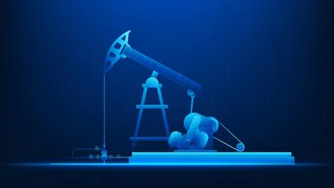 Technology background featuring an oil drilling rig, representing energy pr.. Stock Illustration