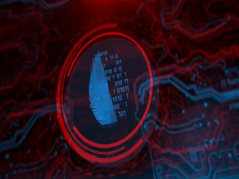 Technology background. Fingerprint access button. Cyber security and information Stock Footage 81365829