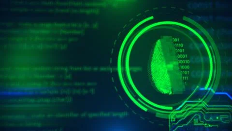 Technology background. Fingerprint access button. Stock Illustration