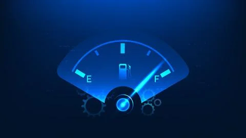 Technology background fuel gauge indicator, symbolizing energy consumption .. 스톡 일러스트