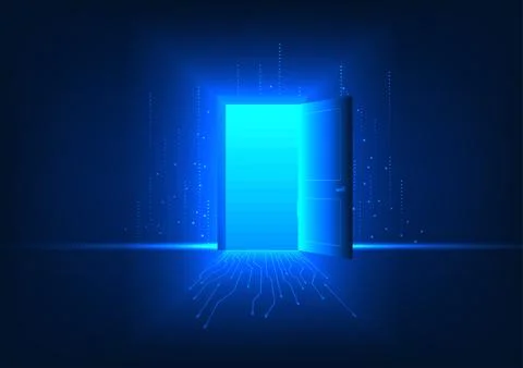 Technology background Gateway to the world of technology that accesses info.. Stockillustratie