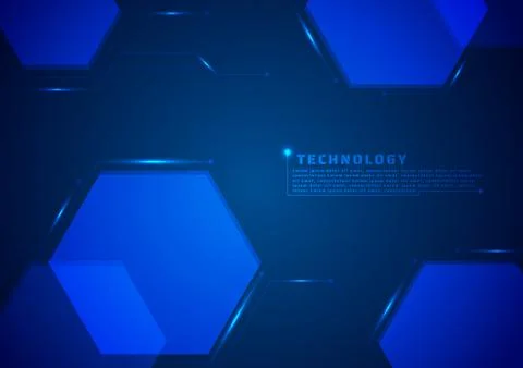 Technology background geometric hexagon shape style light flow design with sp Stock Illustration