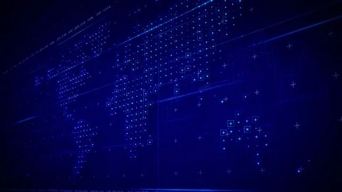 Technology background with geometrical pieces of world map. Stock-Footage 81409548