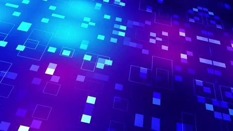 Technology background with glowing geometric square particles, mesh. Stock-Footage 280115232