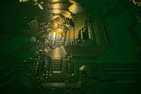 Technology background. High tech electronic circuit board background. Close-up Stock Photos