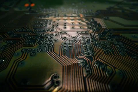 Technology background. High tech electronic circuit board background. Close-up Stock Photos