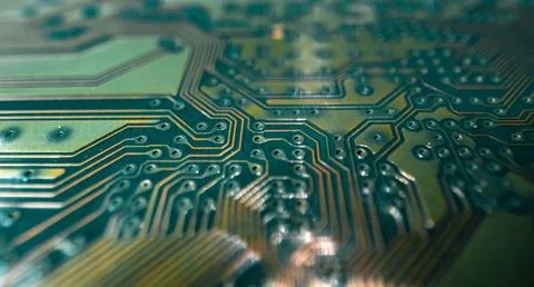 Technology background. High tech electronic circuit board background. Close-up Foto stock