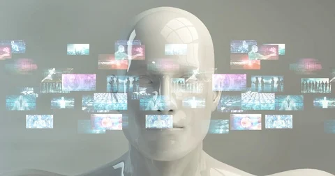 Technology Background with Humanoid Face and Coding Wallpaper Stock Footage 108220326