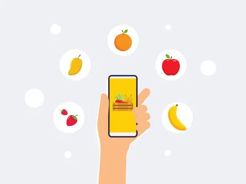 Technology Background. Icon. Online Fruit Store Stock Illustration