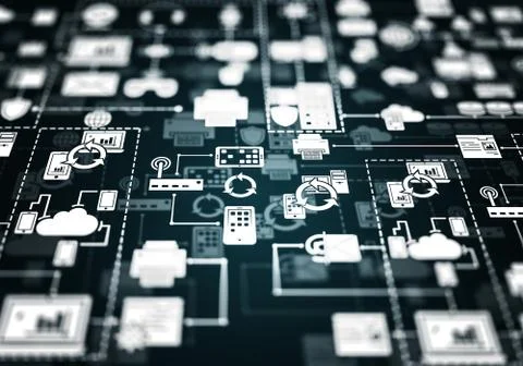 Technology background image with media interface as connection a Illustrazione stock