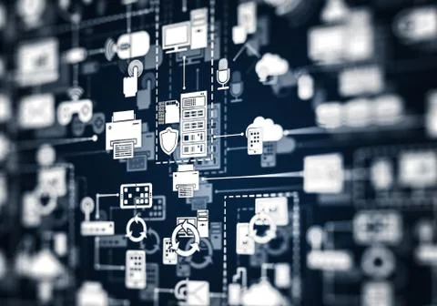 Technology background image with media interface as connection a Illustrazione stock