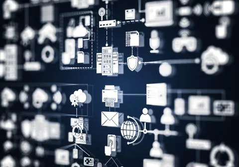 Technology background image with media interface as connection a Illustrazione stock