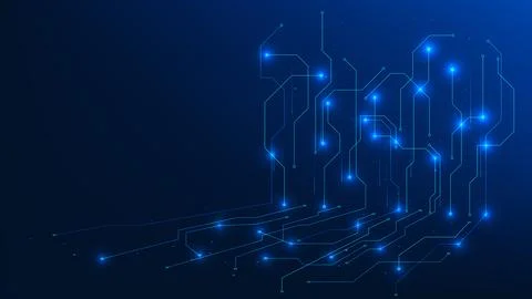 Technology background interconnected digital circuit lines, representing da.. Stock Illustration