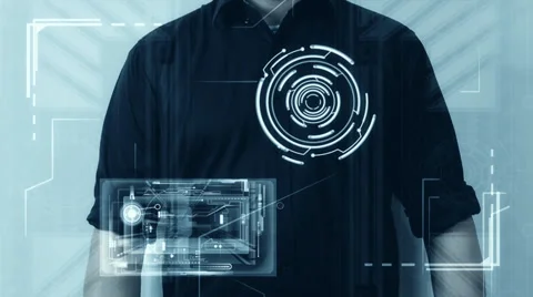 Technology background with man interaction Видео 37025031