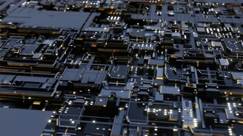 Technology background. Modern motherboard with internal electronic processes. Stock Footage 219858844